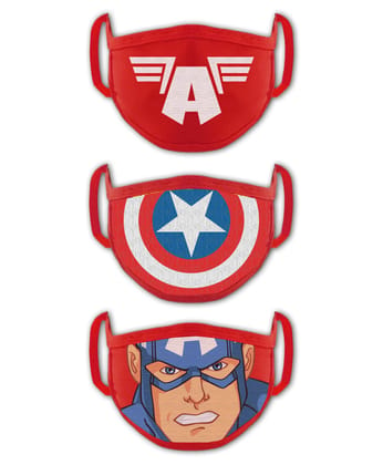 Babyhug 2 to 4 Years Washable & Reusable Knit Face Mask Captain America- Pack of 3