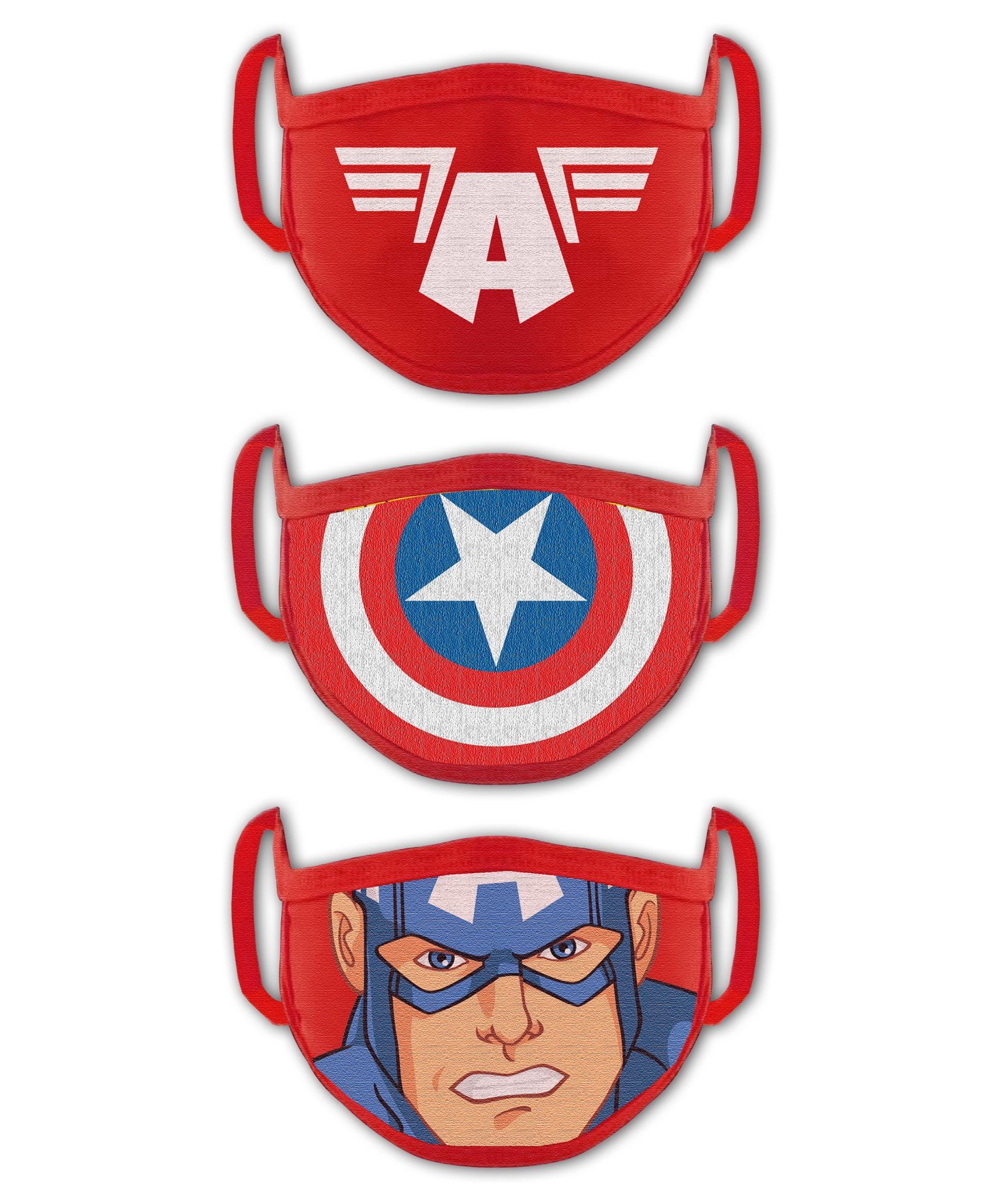 Babyhug 2 to 4 Years Washable & Reusable Knit Face Mask Captain America- Pack of 3