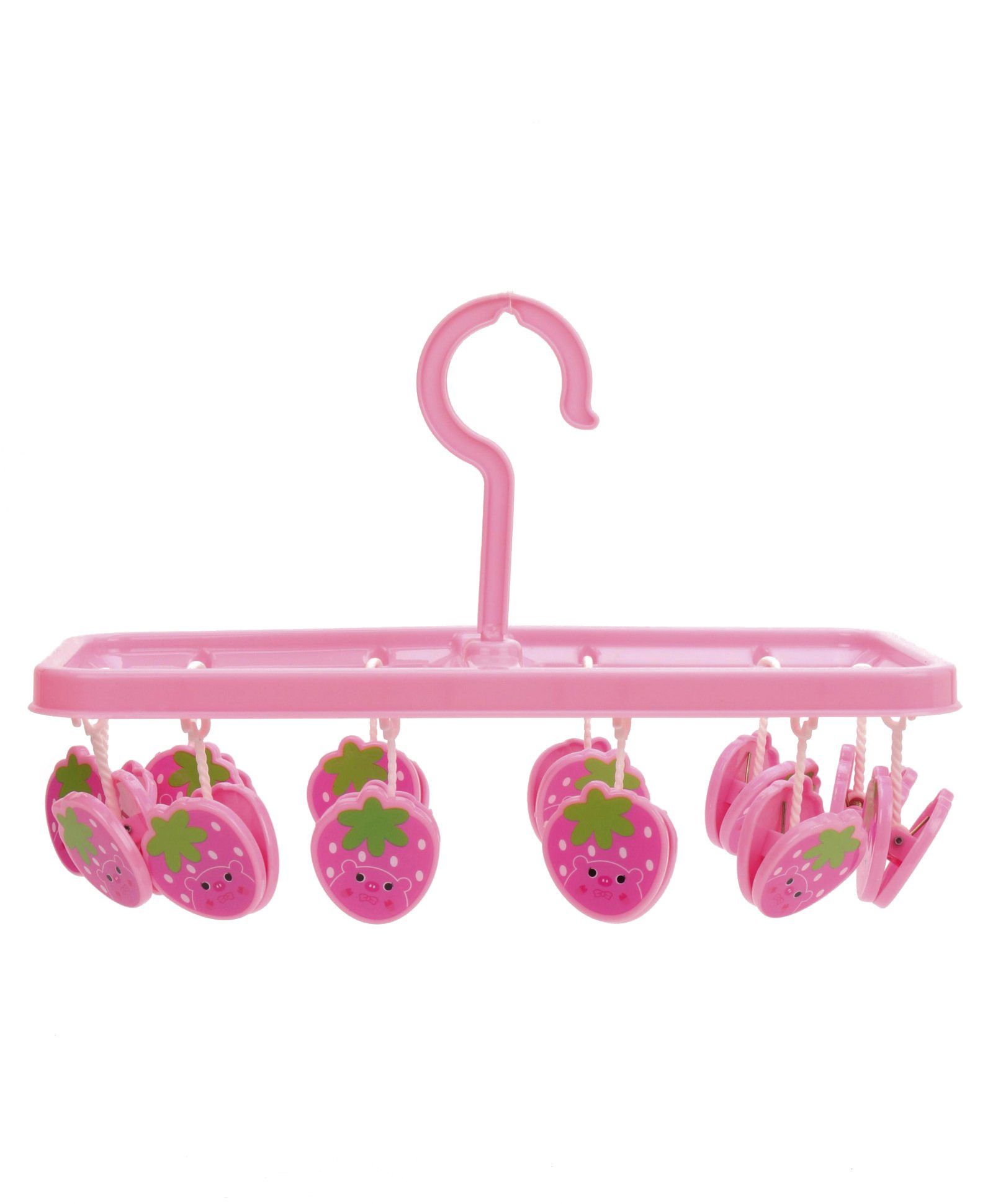 Hanger With Strawberry Shape Hook - 12 Clips (Color & Design May Vary)