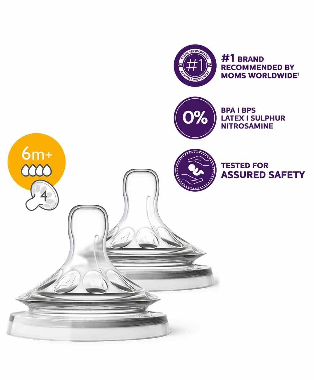 Single hole fast flow clearance teat