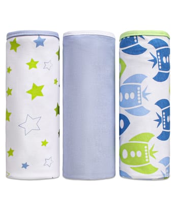 Babyhug 100% Cotton Wrapper Pack of 3 - Green & Blue