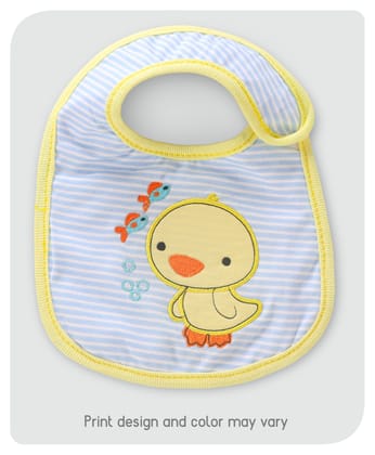 Babyhug Bib Duck Embroidery - White And Yellow