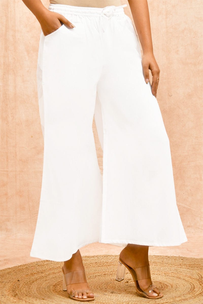 Pure White Organic Cotton Palazzo