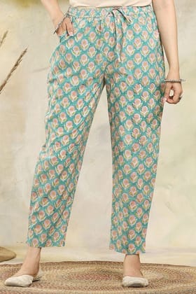 Green Pink Organic Cotton Narrow Pants