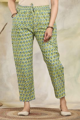 Green Organic Cotton Narrow Pants