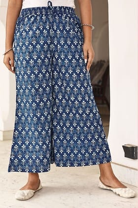 Indigo Organic Cotton Palazzo Pants