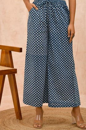 Indigo Organic Cotton Palazzo Pants