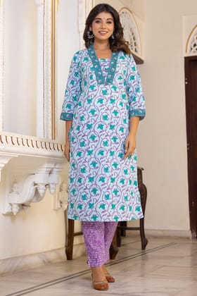 Light Blue Straight Organic Cotton Straight Kurta