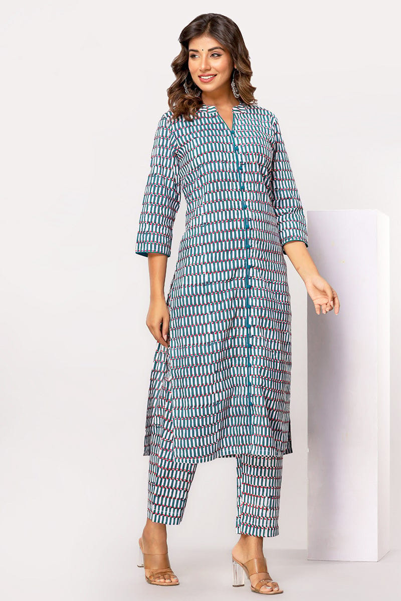 Blue Organic Cotton Straight Kurta