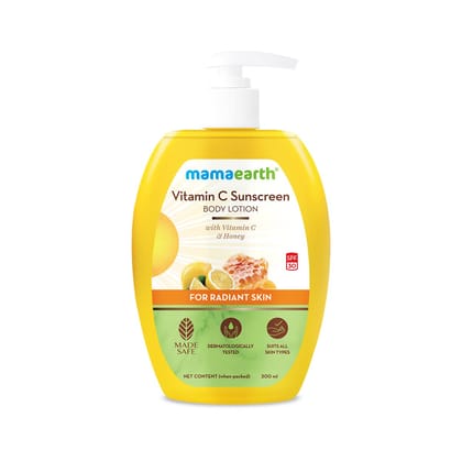 Mamaearth Vitamin C Sunscreen Body Lotion for Women & Men  - Vitamin C Body Lotion for Radiant Skin - SPF 30 Sun Protection - 300 ML