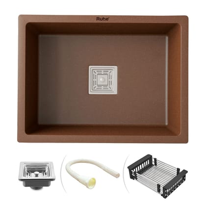 Quartz Single Bowl Choco Brown Kitchen Sink (24 x 18 x 9 inches) - by Ruhe®