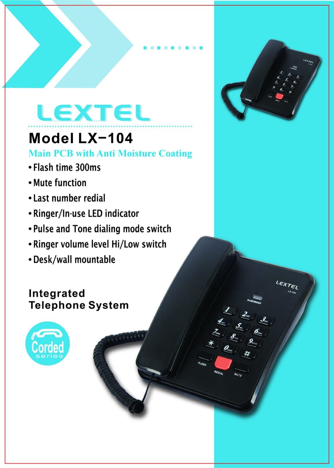 LEXTEL LX 104 Corded Landline Phone