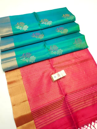 Buy Yellowish Green Soft Silk Saree T509633