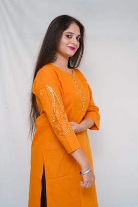 Pure cotton Mustard color straight kurti