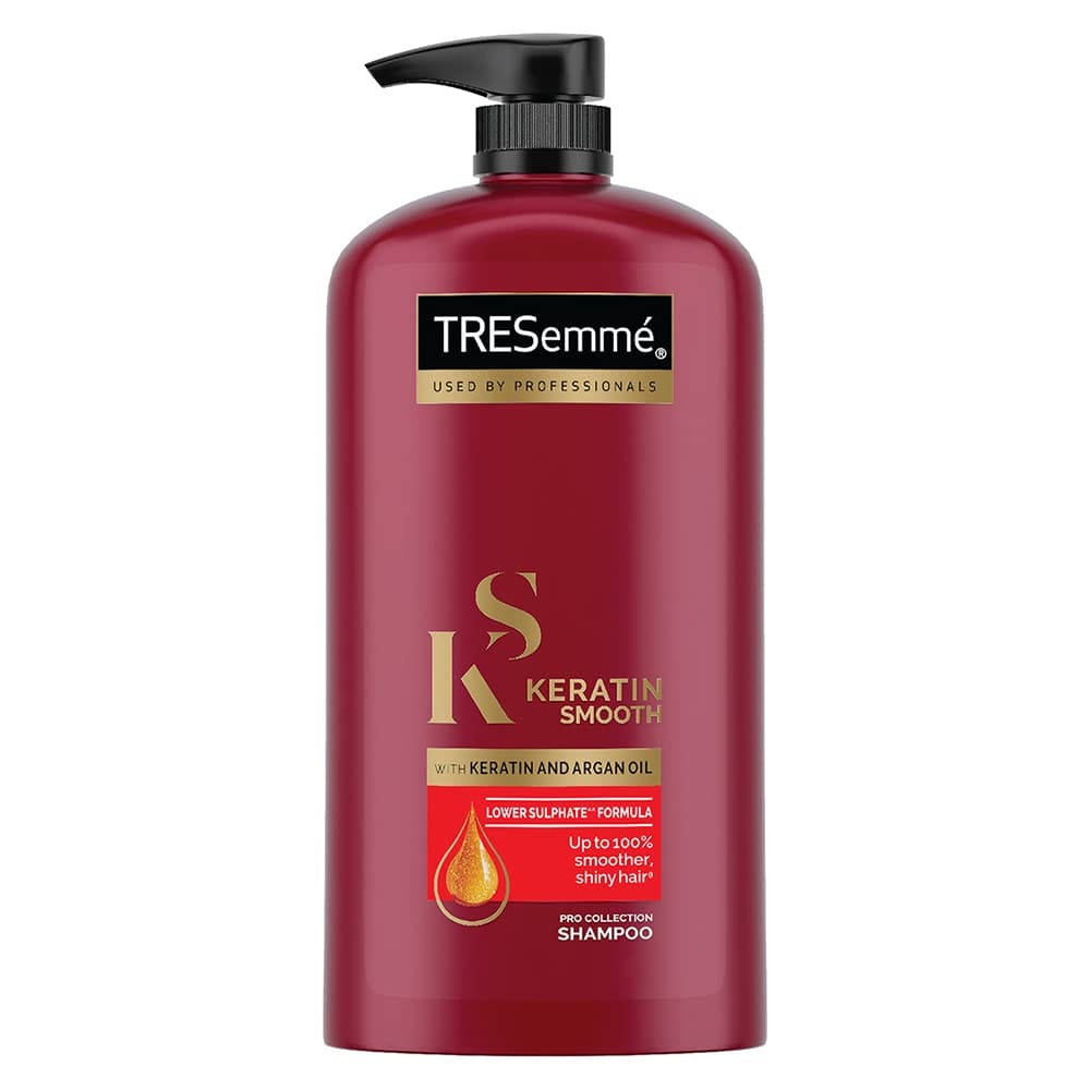 Tresemme Keratin Smooth, Shampoo for Straighter, Shinier Hair, with Keratin & Argan Oil, Nourishes Dry Hair, Controls Frizz , for Men & Women 1 LTR