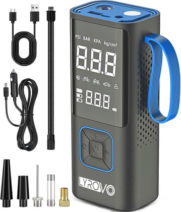 Lyrovo Wired/Wireless 2-in-1 Tyre Inflator  for car, bike and more.