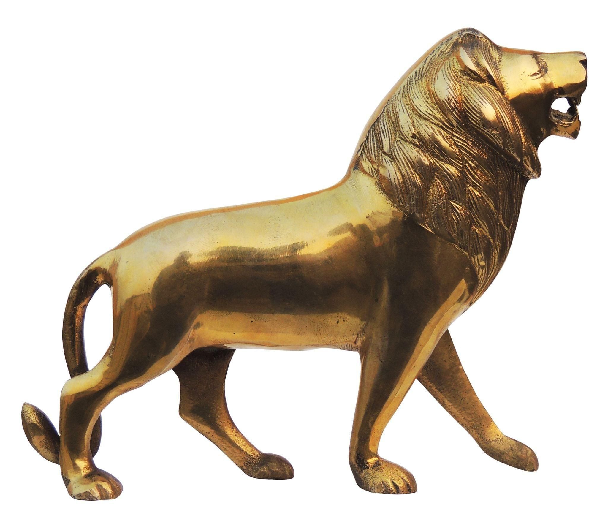 Brass Lion Statue (10.5 Inch)