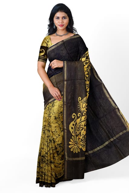 Yellow Embroidered Chanderi Saree & Blouse 5635SR06