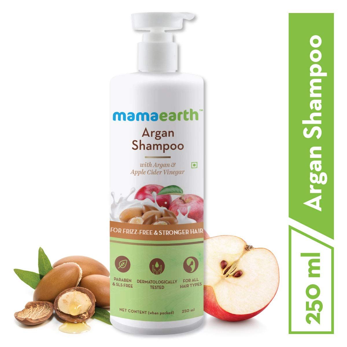 Mama Earth Argan Shampoo with Argan and Apple Cider Vinegar for Frizz-free and Stronger Hair - 250 ml