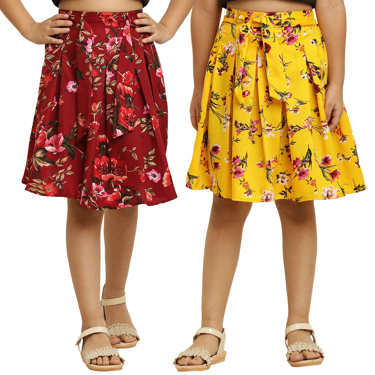 Cute Fancy Pair Brown & Yellow Skirt For Girls.