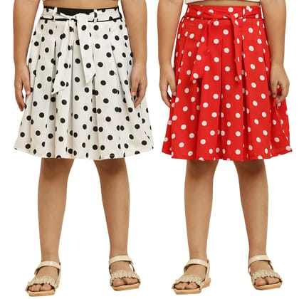 Cute Fancy Kids Girls Pair Skirt White & Red For Girls.