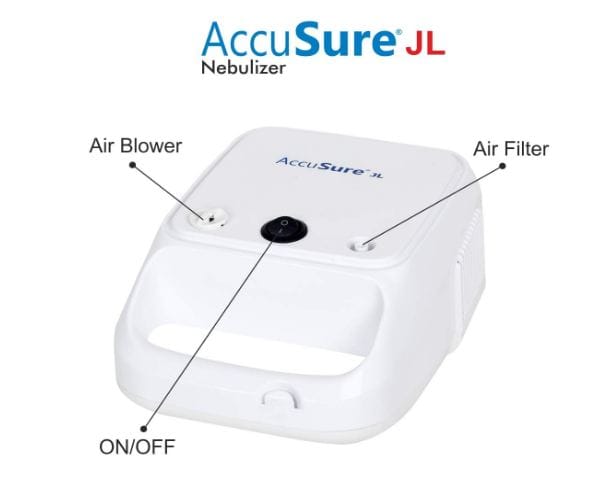 AccuSure JL White Compressor Complete Kit Nebulizer with Child and Adult Masks