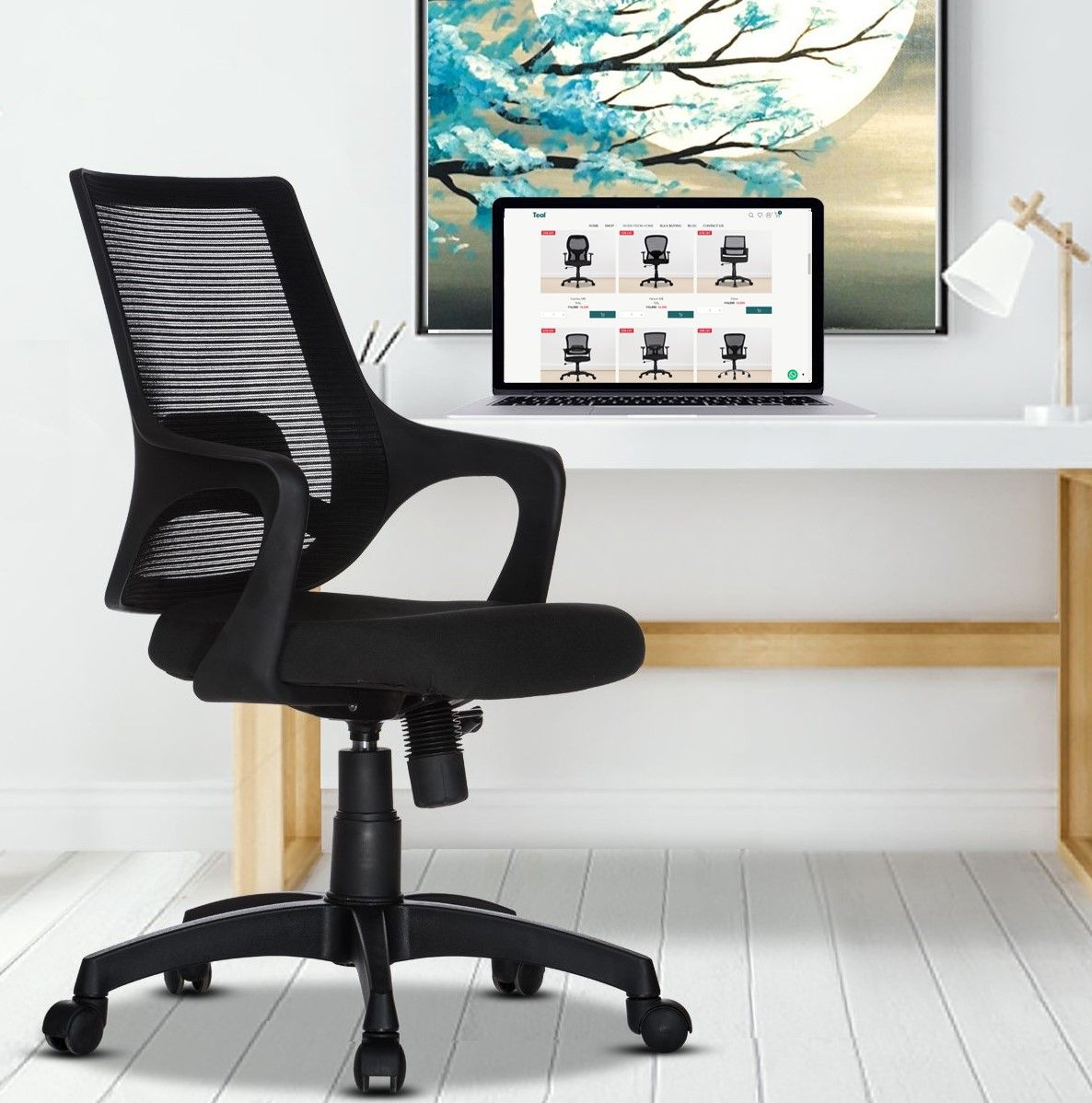 Teal Clio Mid Back Ergonomic Office Chair - Black