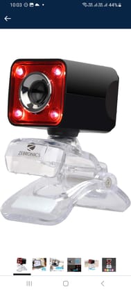 Zebronics Zeb-Crystal Pro Web Camera with USB Powered,3P Lens,Night Vision and Built-in Mic(RED)