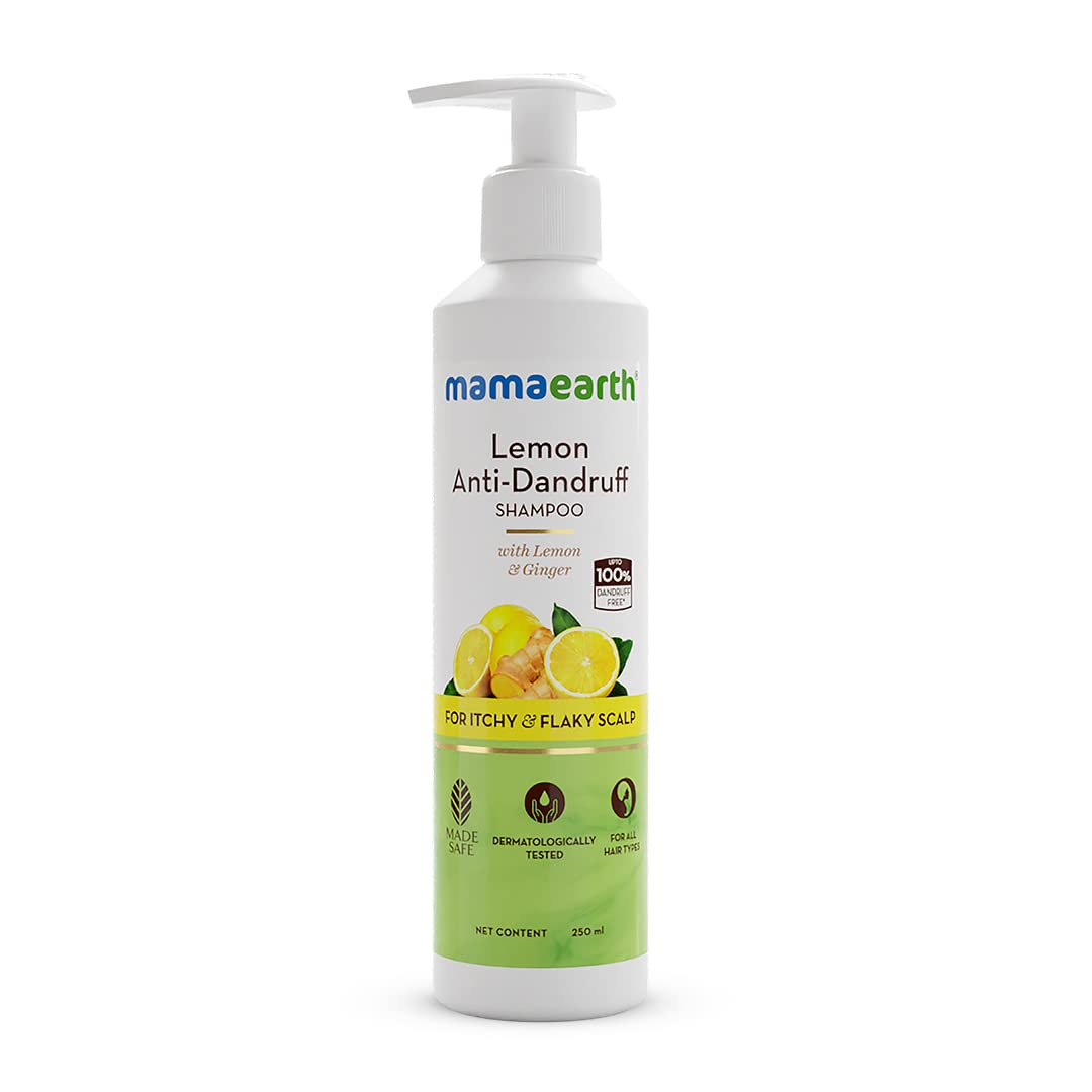 Lemon Anti-Dandruff Shampoo with Lemon & Ginger for up to 100% Dandruff & Itch-free Scalp- Reduces Up to 100% Dandruff | Soothes Itchiness 250 ML