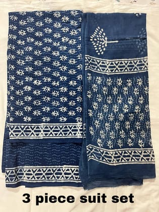 Hand block printed cotton suit