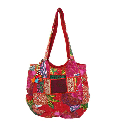 Rajasthani Embroidered Shoulder Bag, Pure Cotton Shoulder Bag With Handmade Beautiful Patchwork