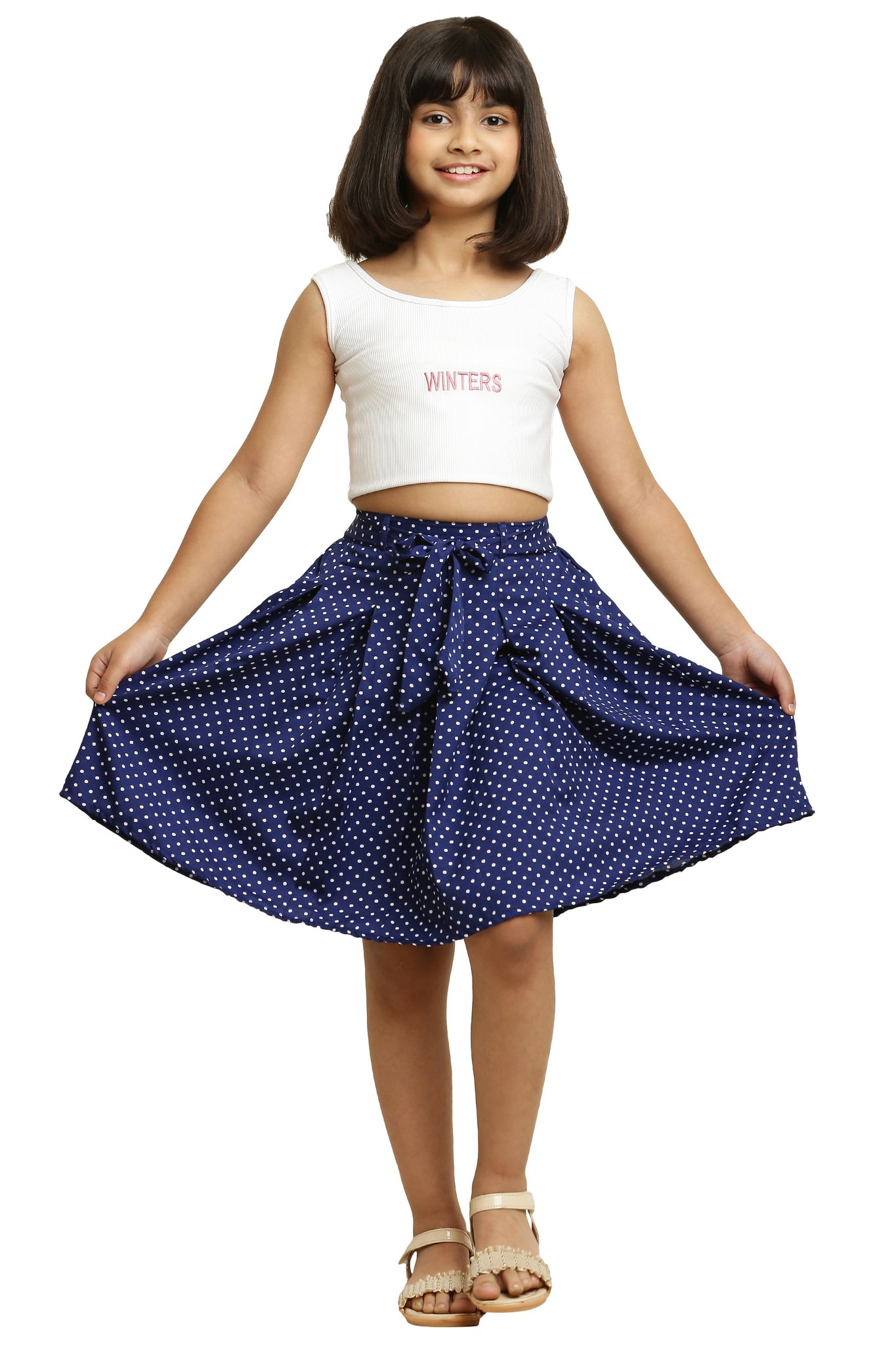 Cute Fancy Skirt Blue Dot Print ideal for girl kids