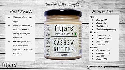 FITJARS All Natural Premium Cashew Butter(Kaju)- 200 G Nut butters ,Bread Spread ,Crunchy Butter)