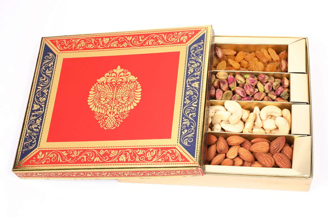 Diwali Gift Pack Contains: Cashew 120g, Almonds 120g, Raisins 130g, Walnut  80g, Dates 130g, Pistachios 100g & a Diwali Greeting Card. – RawFruit®