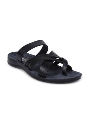 Men's Black Grey Rexine Flip Flops