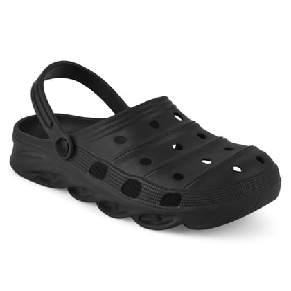 Paragon Black Ultra-Comfortable Self-Design Clogs for Men