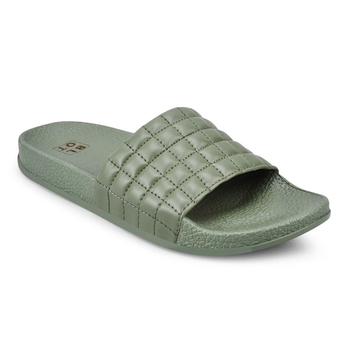 Paragon Blot Green Sliders for Women | Stylish Outdoor Cushioned Sandals | Lightweight and Durable