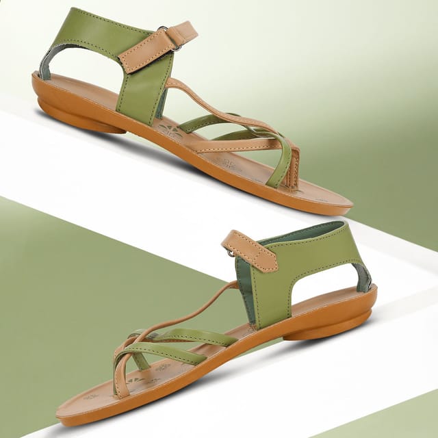 Green PU Ring Toe Sandals