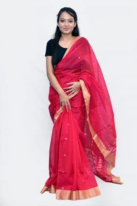 Tribes India Handwoven Chanderi Silk Saree 1TTXSARMP03835-01