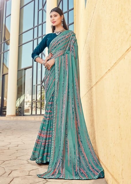 Casual Wear Navy Blue Ladies Cotton Printed Saree, 5.5 m (separate blouse  piece) at Rs 3200 in Noida