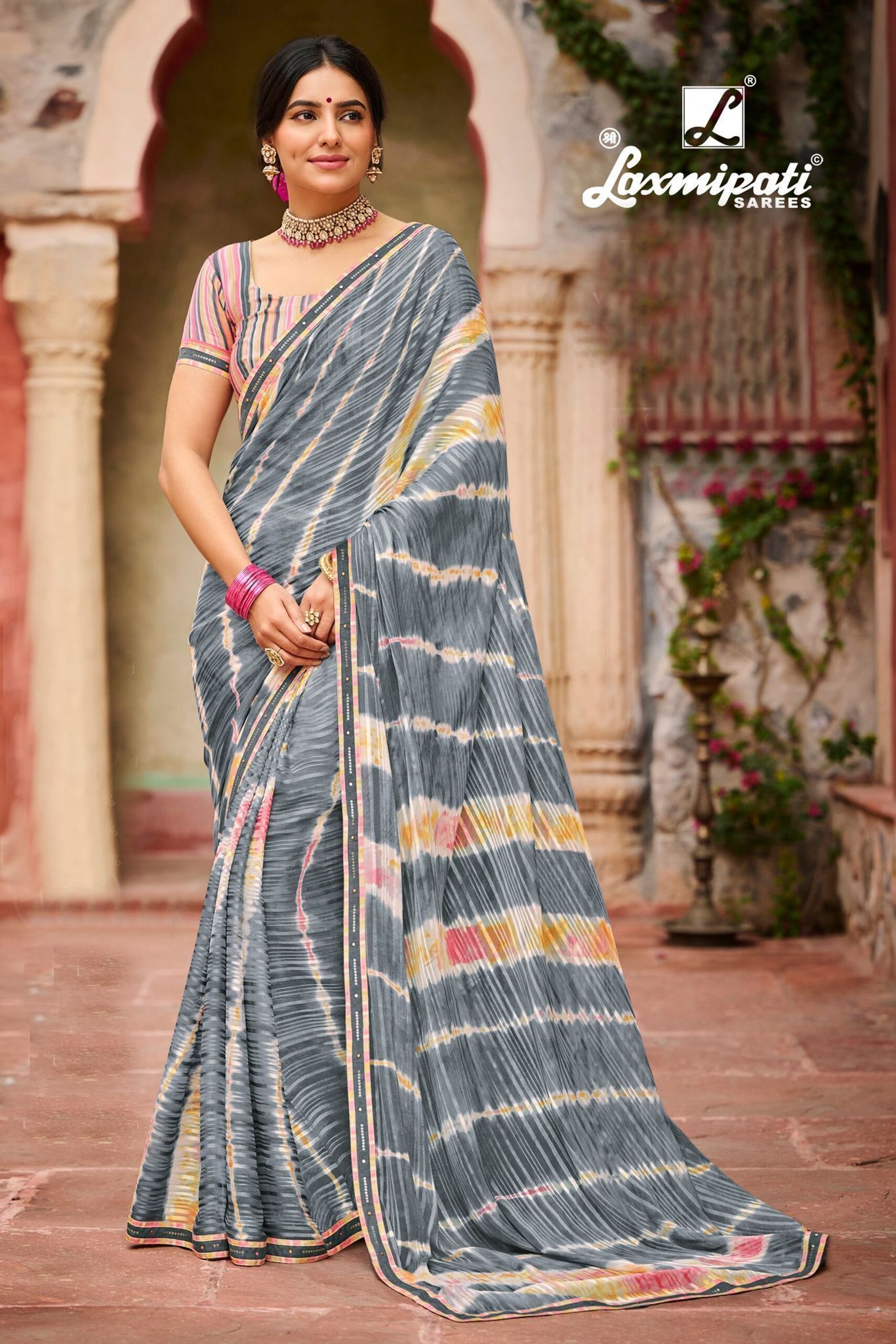 Laxmipati Khushi 7868 Blue Georgette Saree – Sanskar Sarees