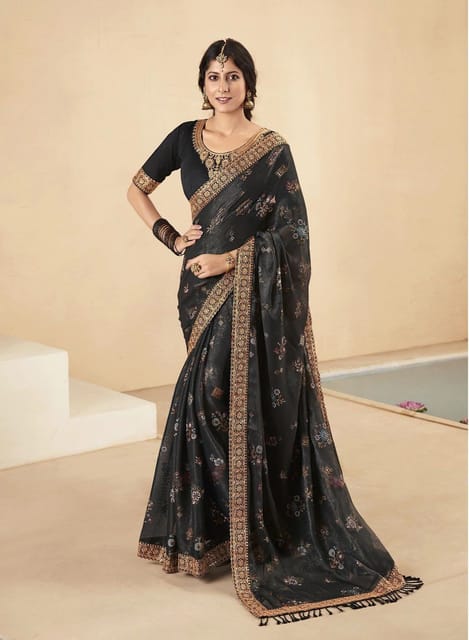 Buy Black Sarees for Women by Nyrika Online | Ajio.com