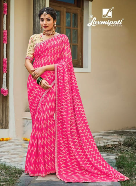 Laxmipati 6581 Chiffon Saree (Pink) in Nanded at best price by Mauli Cloth  Center Wholesale And Retail - Justdial