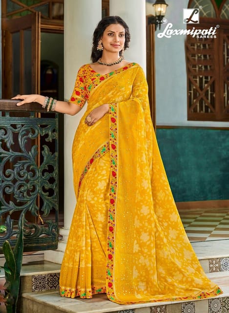 Laxmipati Trimukhi Chiffon with fancy look saree collection