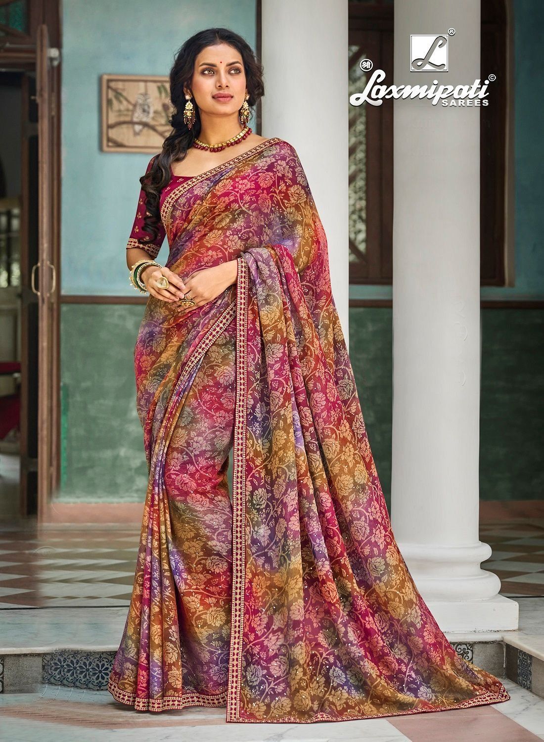 Buy Laxmipati Sarees Printed Daily Wear Chiffon Grey Sarees Online @ Best  Price In India | Flipkart.com