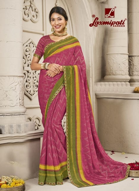 Laxmipati Maanushi 6947 Multicolor Chiffon Saree – Sanskar Sarees