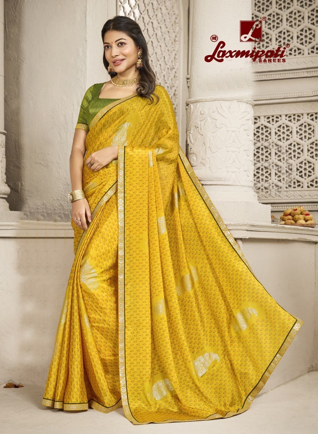 Laxmipati Mehendi Chiffon Saree – Vpnam