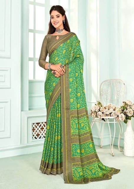 Buy Black Santara Embroidered Bollywood Chiffon Light Green Sarees Online @  Best Price In India | Flipkart.com