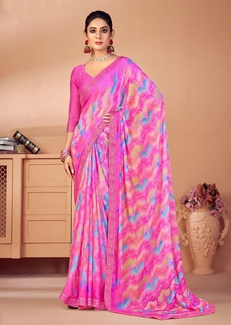 Multicoloured Printed Chiffon Saree | Leemboodi