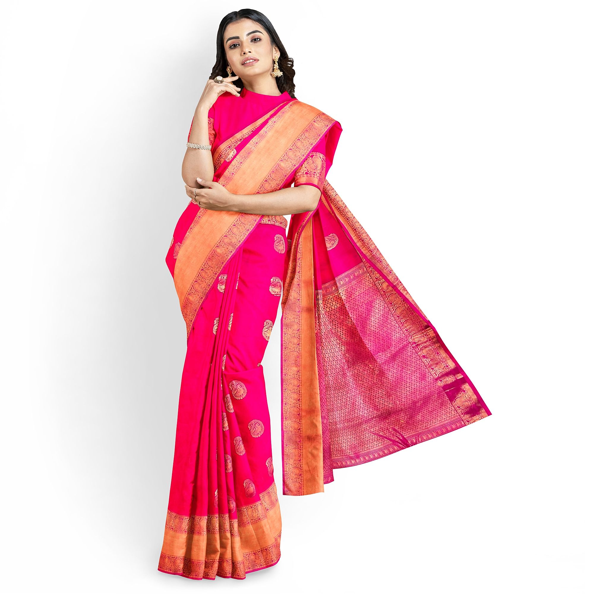 Pink Color Beautiful Mango Butta Saree with Unstitched Blouse